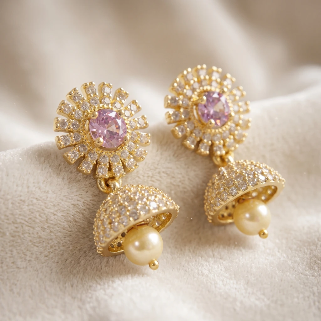 Amara Lavender Jhumkas image 3