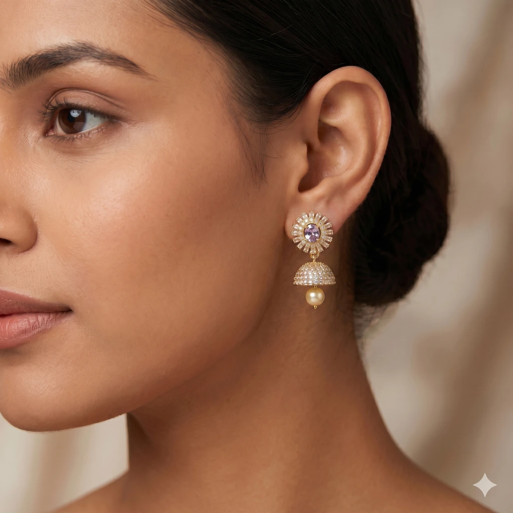 Amara Lavender Jhumkas image 2