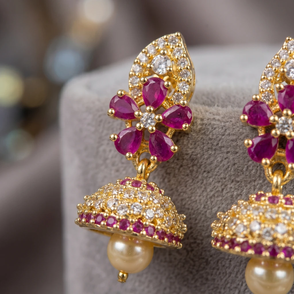 Nandini Floral Jhumkas image 3
