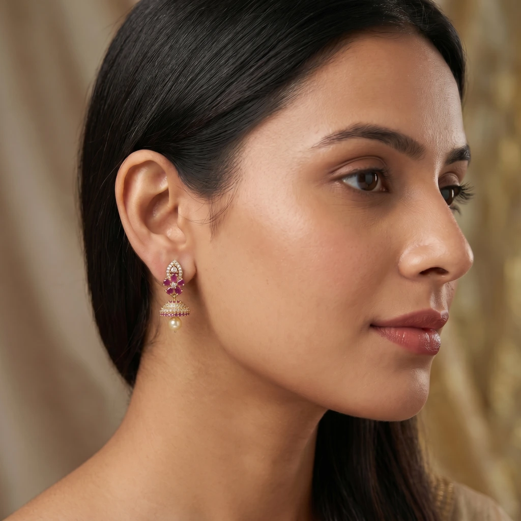Nandini Floral Jhumkas image 2