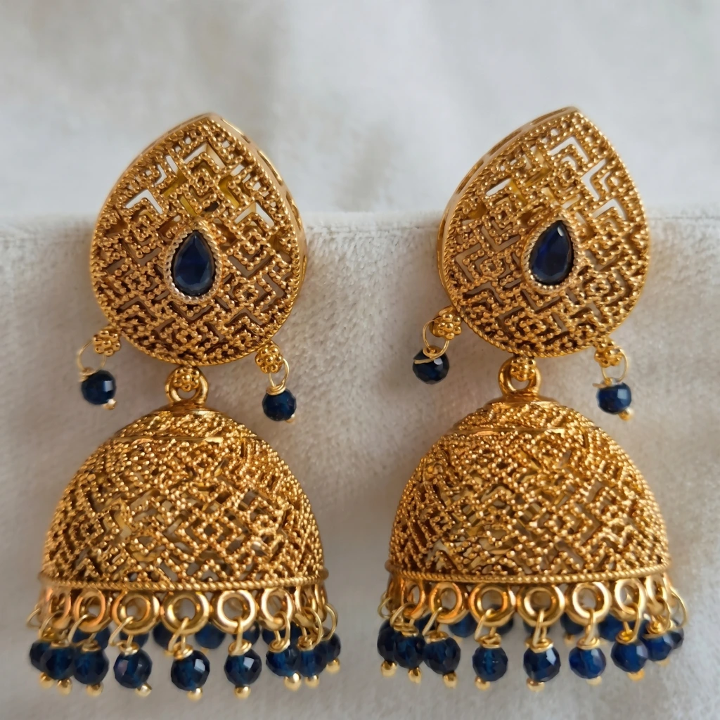 Ananya Sapphire Filigree Jhumkas image 3