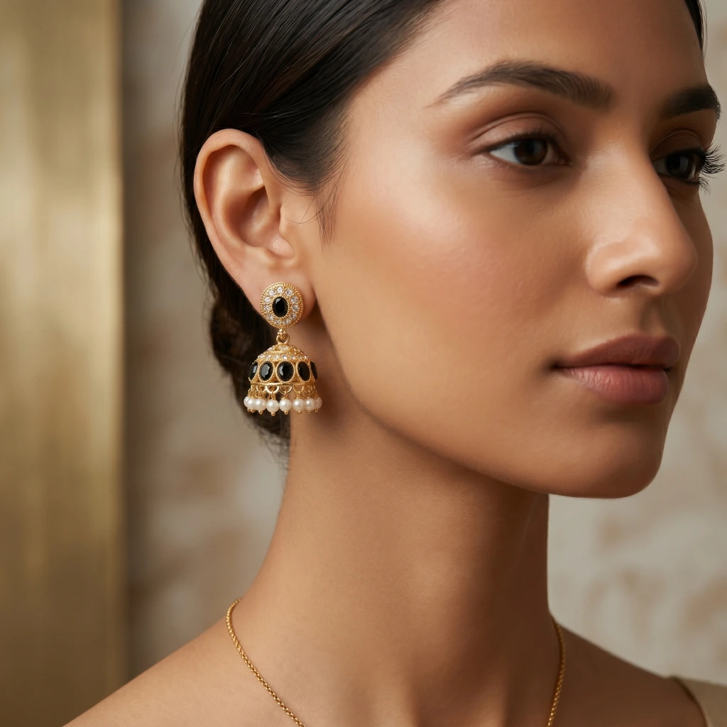 Meera Onyx Jhumkas image 2