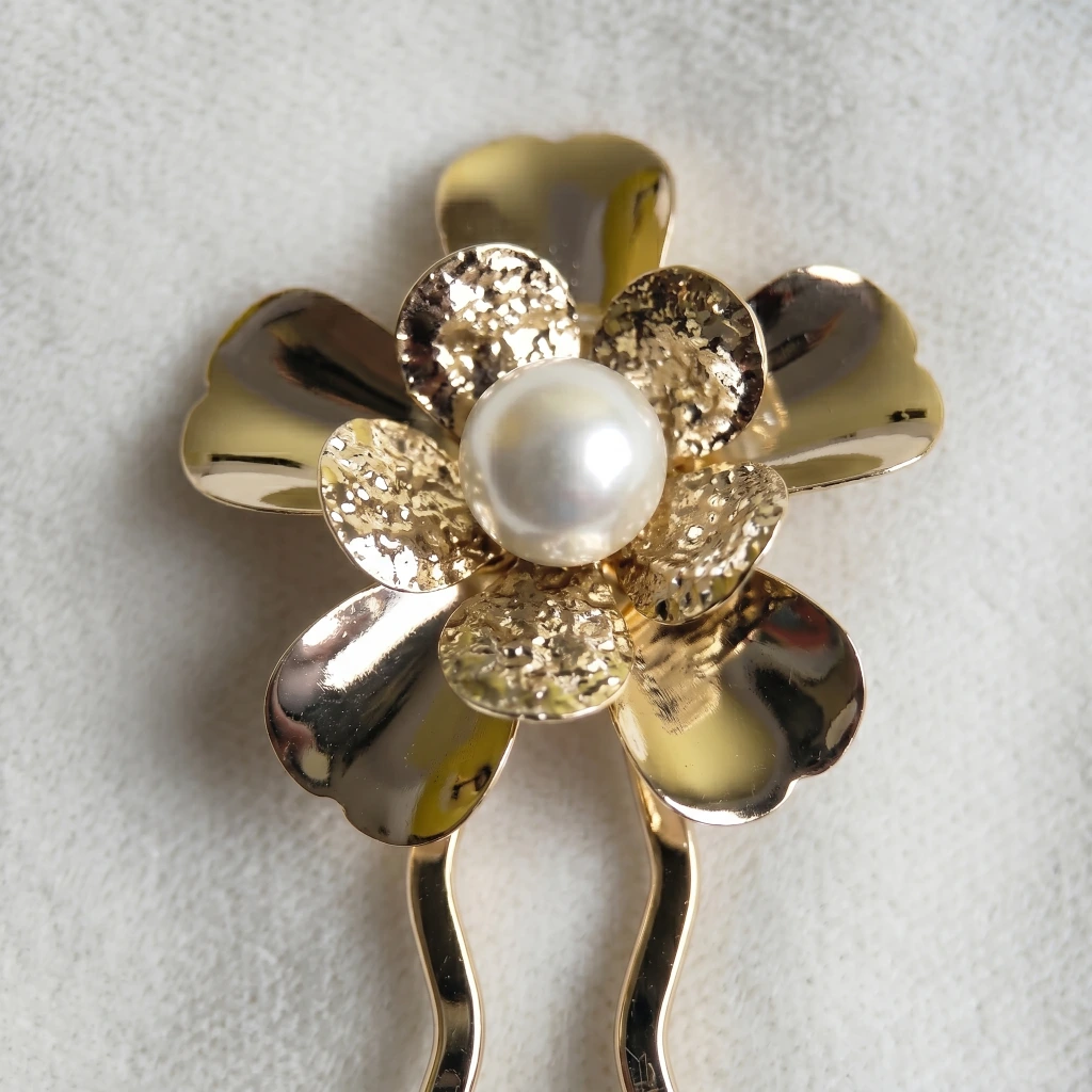 QDORA Gold Pearl Floral Juda Pin image 3