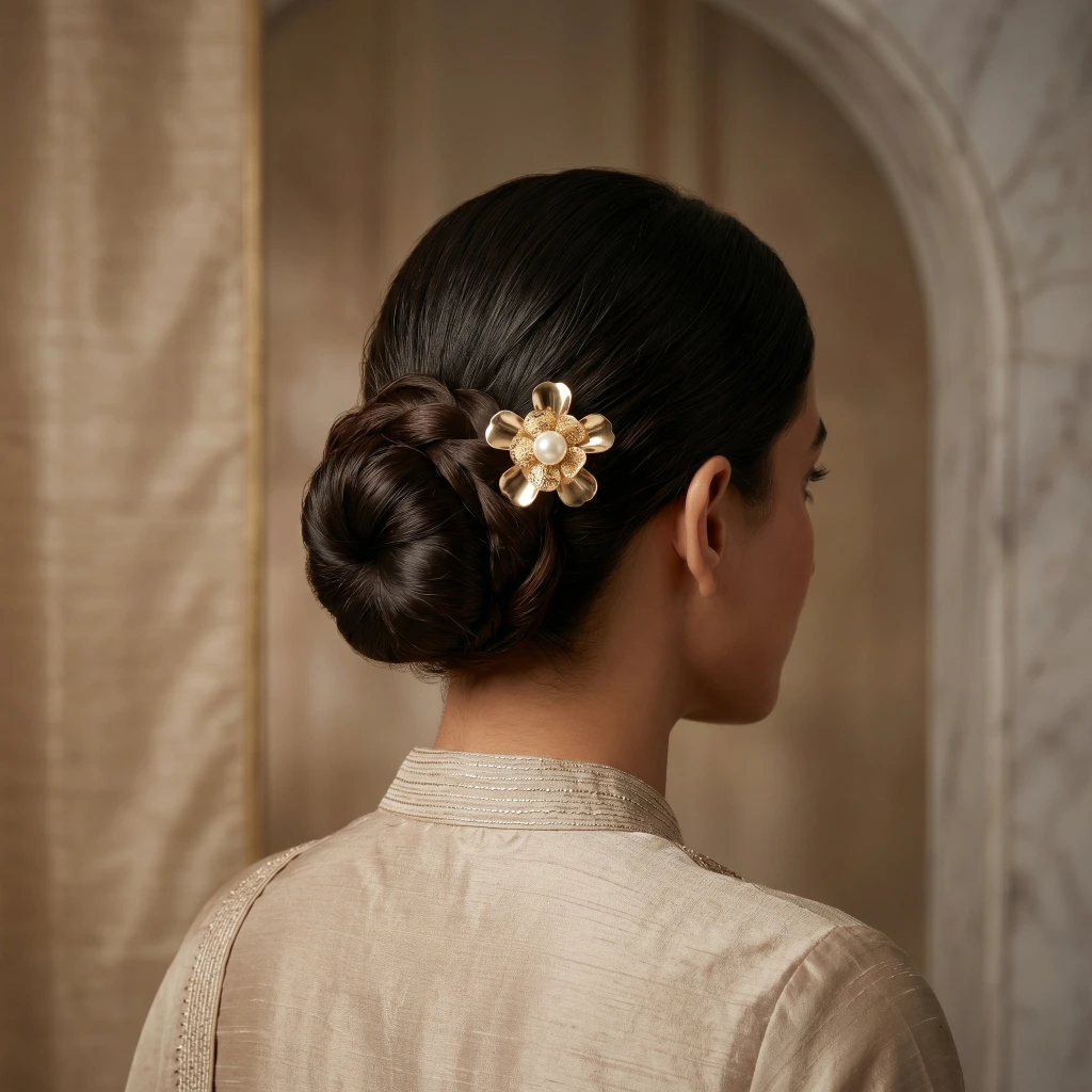 QDORA Gold Pearl Floral Juda Pin image 2