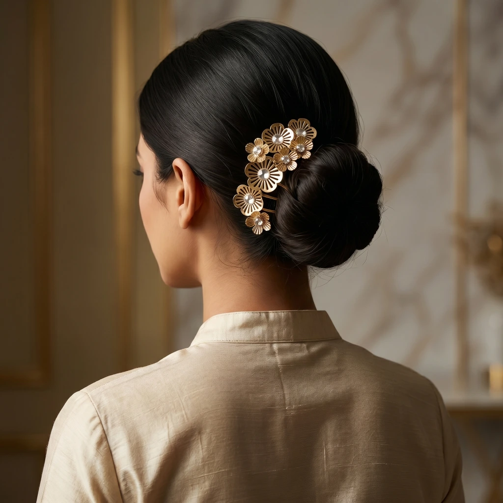 QDORA Gold Crystal Floral Juda Pin image 2