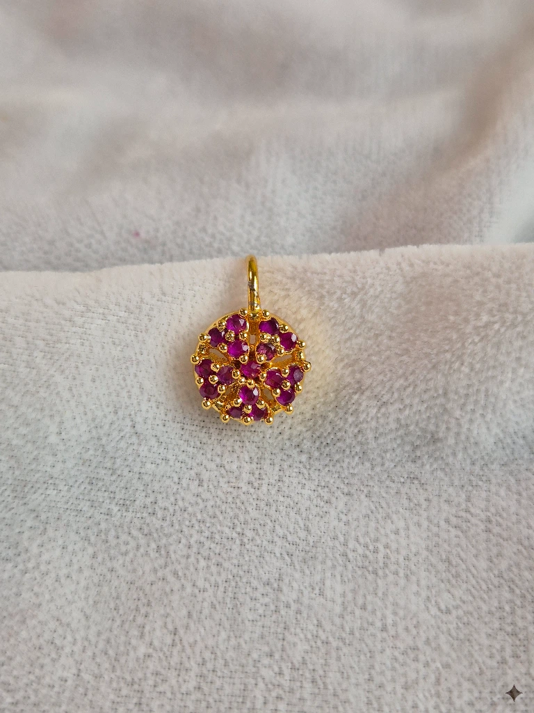 QDORA Gold Pink Stone Round Nose Ring Cuff image 3