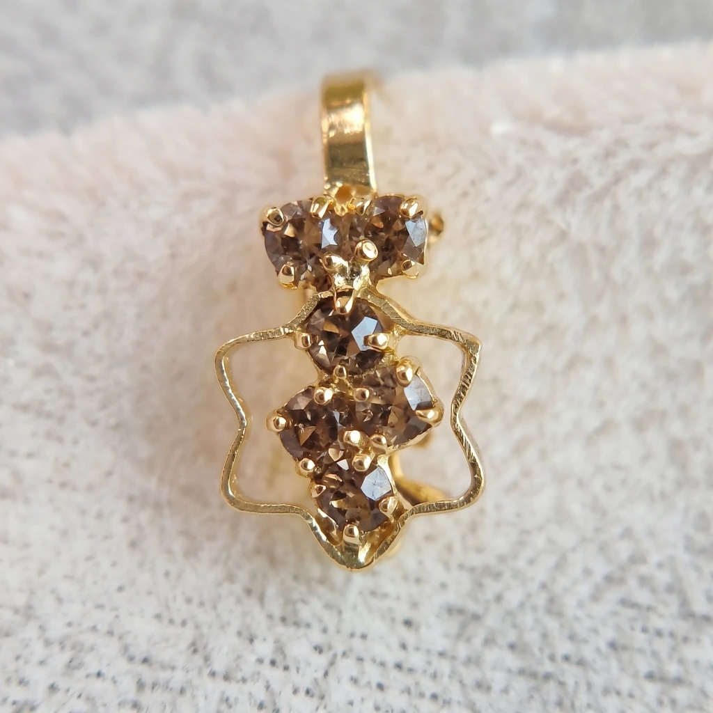 QDORA Gold Brown Crystal Star Nose Ring Cuff image 3