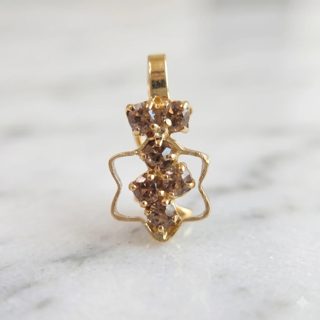 QDORA Gold Brown Crystal Star Nose Ring Cuff image 2