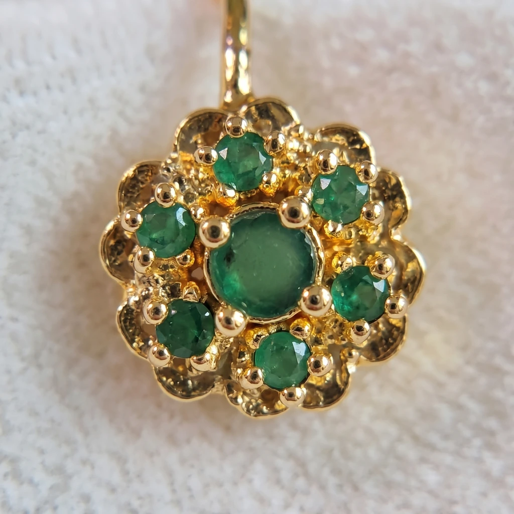 QDORA Gold Green Stone Round Nose Ring Cuff image 3