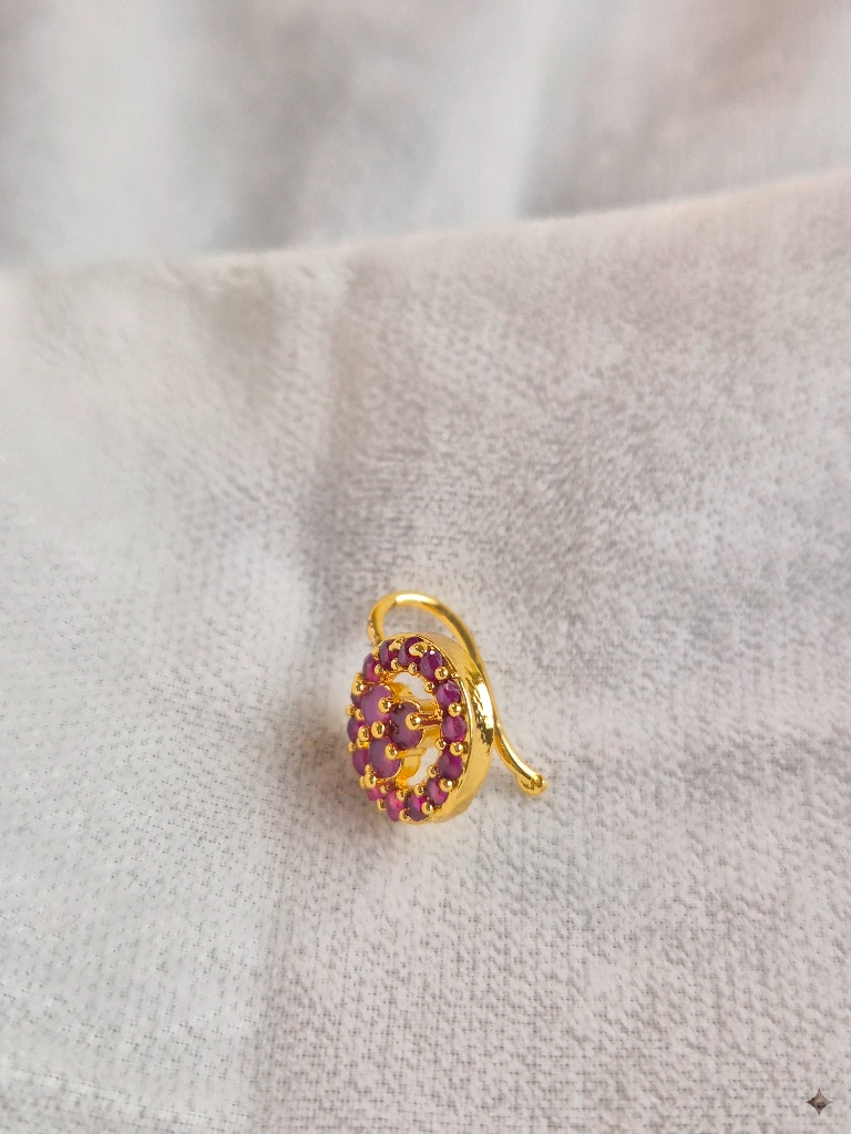 QDORA Gold Pink Stone Round Nose Cuff image 4