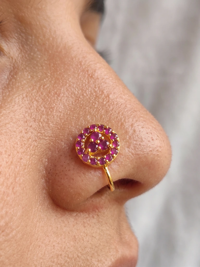 QDORA Gold Pink Stone Round Nose Cuff image 5
