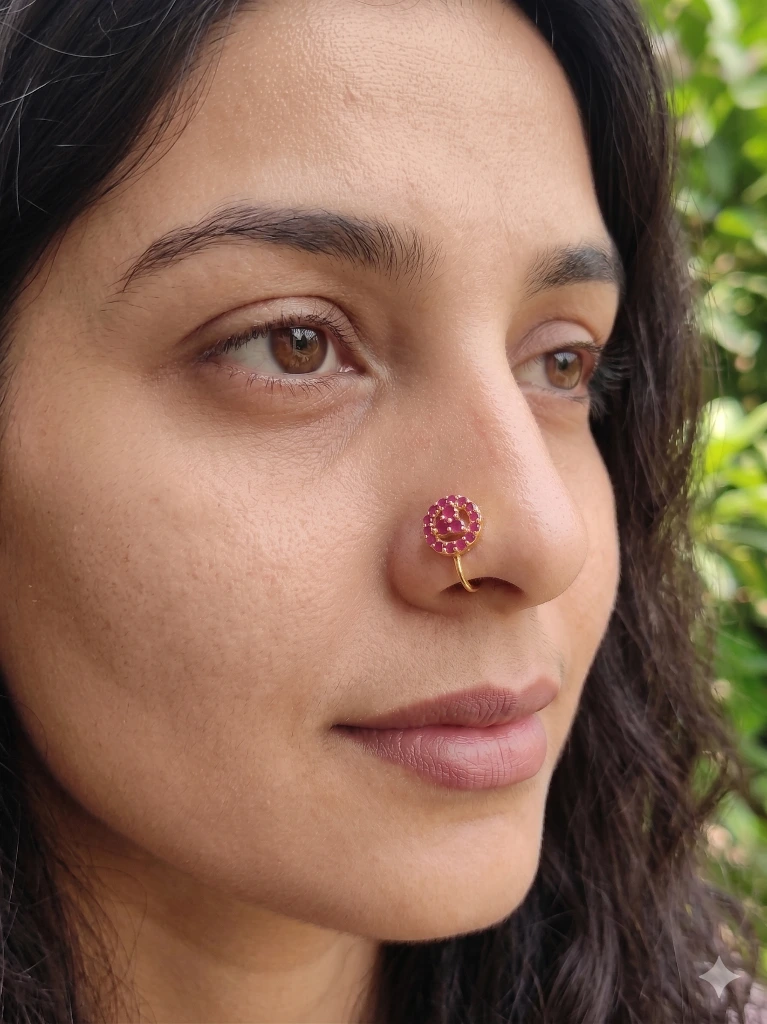 QDORA Gold Pink Stone Round Nose Cuff
