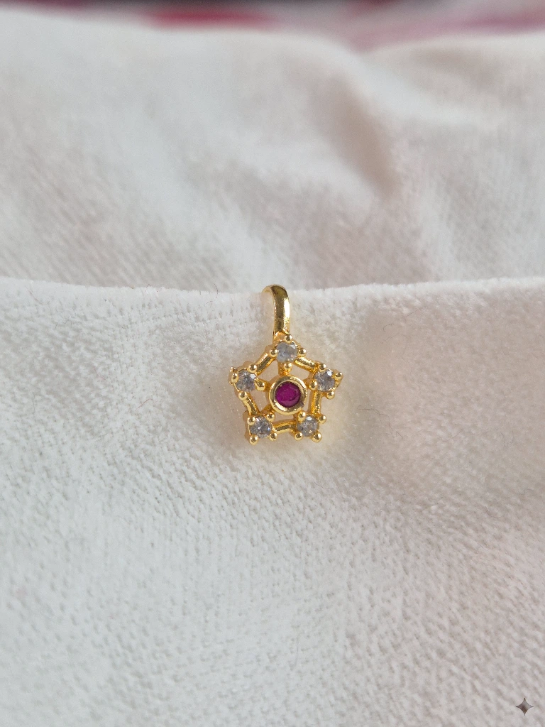 QDORA Gold Pink Stone Star Nose Cuff image 3
