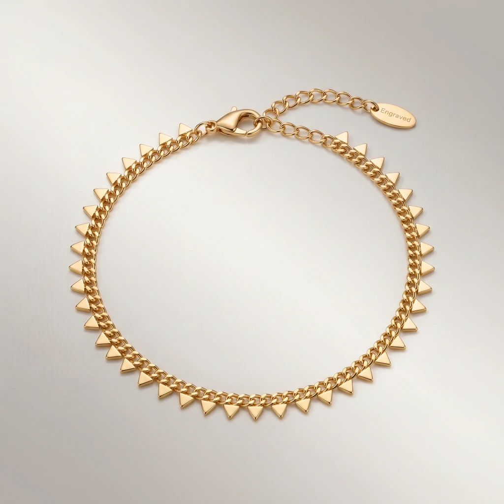 QDORA Gold Triangle Charm Chain Anklet image 2