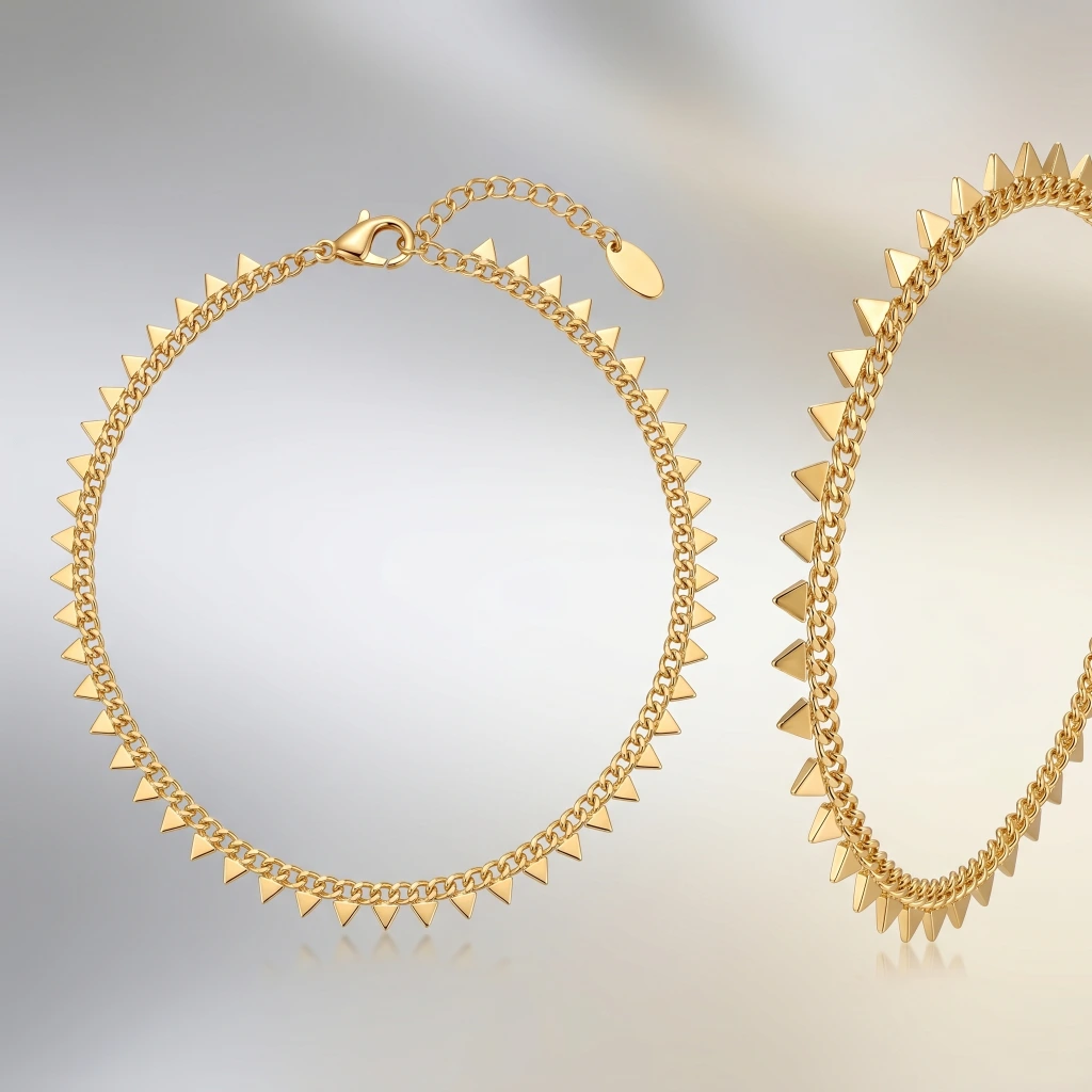 QDORA Gold Triangle Charm Chain Anklet image 3
