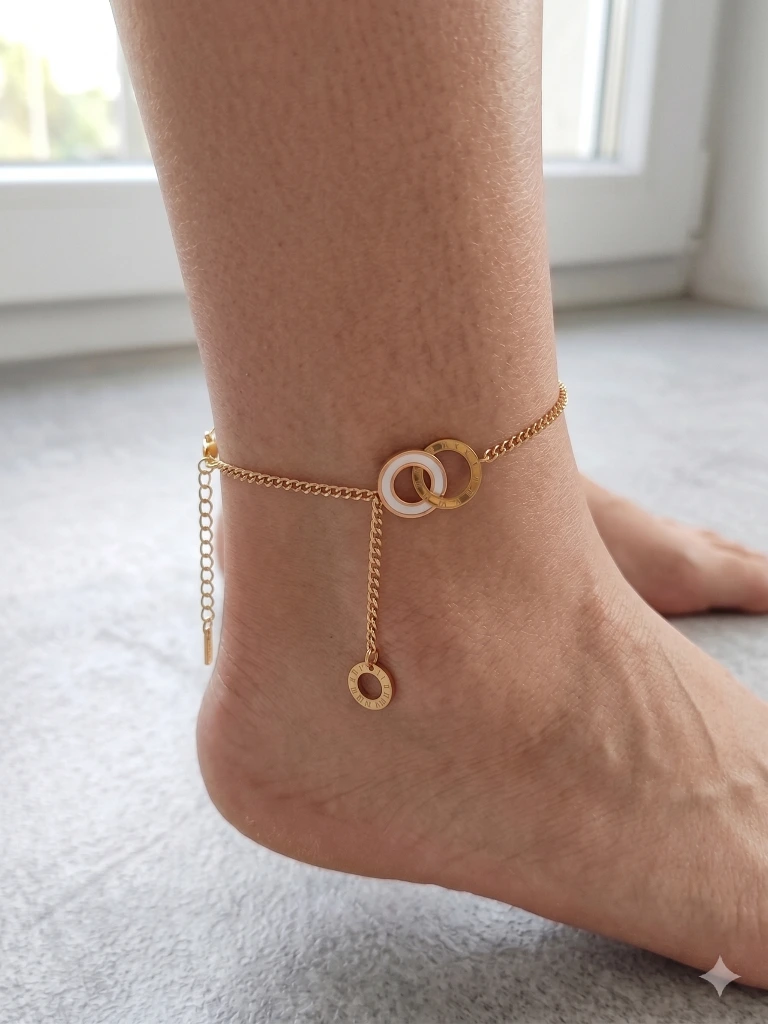 QDORA Gold Roman Numeral Circle Charm Anklet image 3