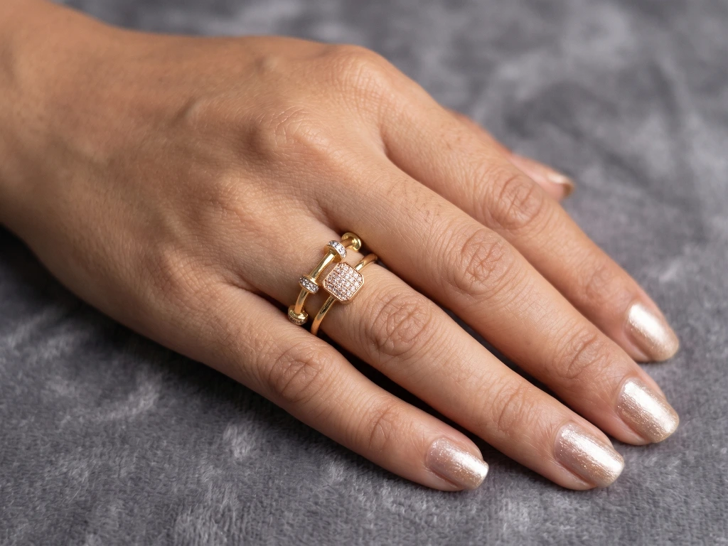 QDORA Gold Square Cluster Adjustable Ring image 2