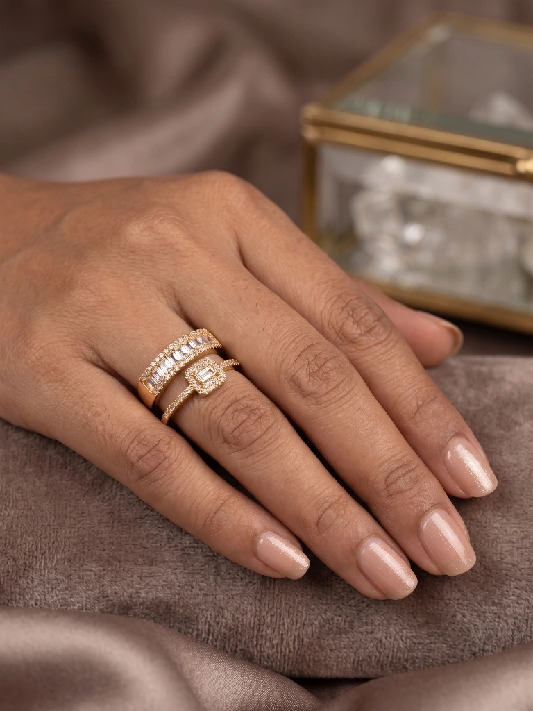 QDORA Gold Double Layer Adjustable Ring image 2