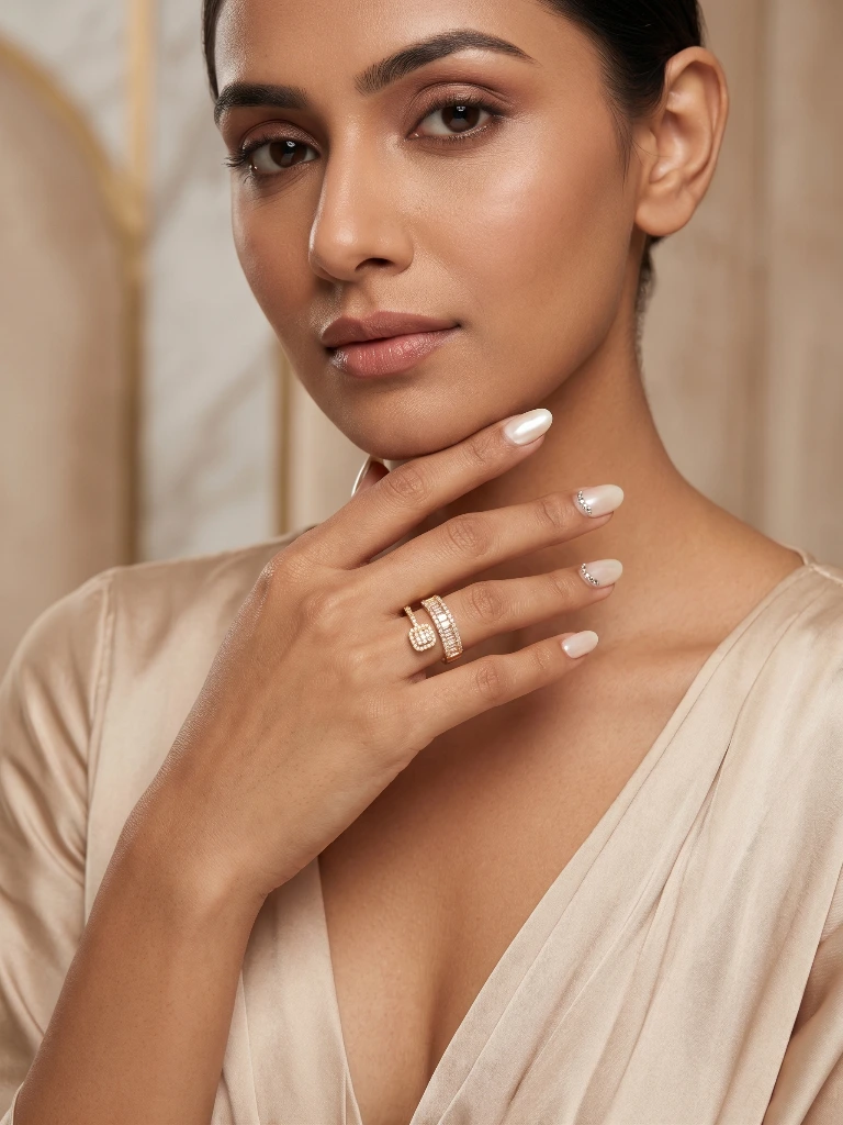 QDORA Gold Double Layer Adjustable Ring image 3