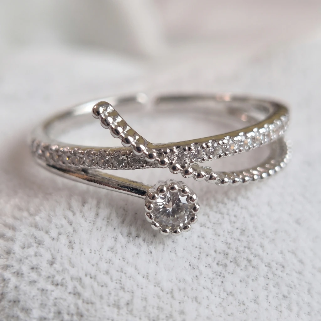 QDORA Silver Cross Multi Layer Open Ring image 3