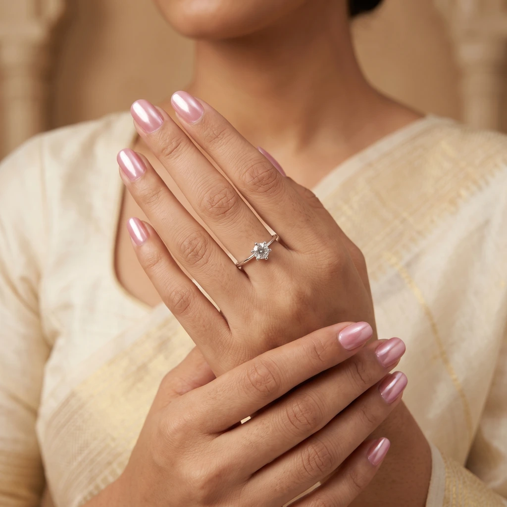 QDORA Silver Solitaire Crystal Open Ring image 2