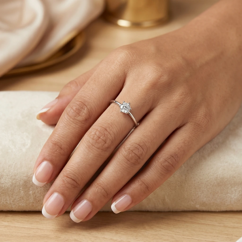 QDORA Silver Solitaire Crystal Open Ring image 4