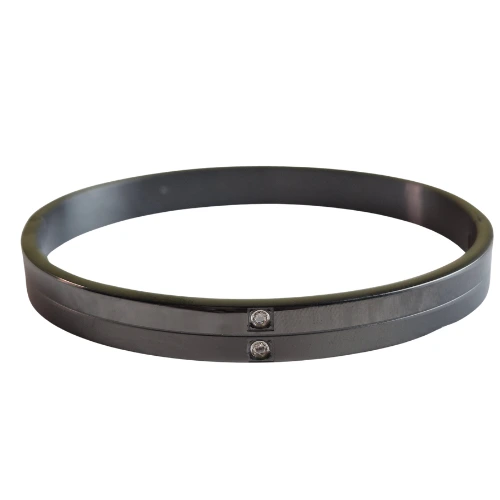 QDORA Matte Glossy Black Stone Men Kada