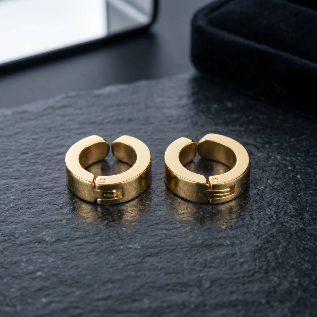 QDORA Gold Stainless Steel Non Pierced Earrings