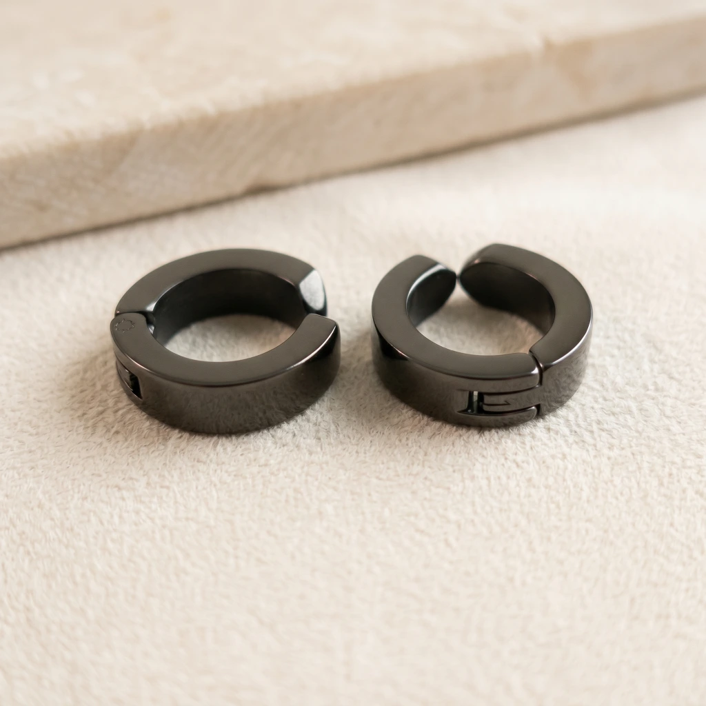 QDORA Black Stainless Steel Non Pierced Earrings image 2