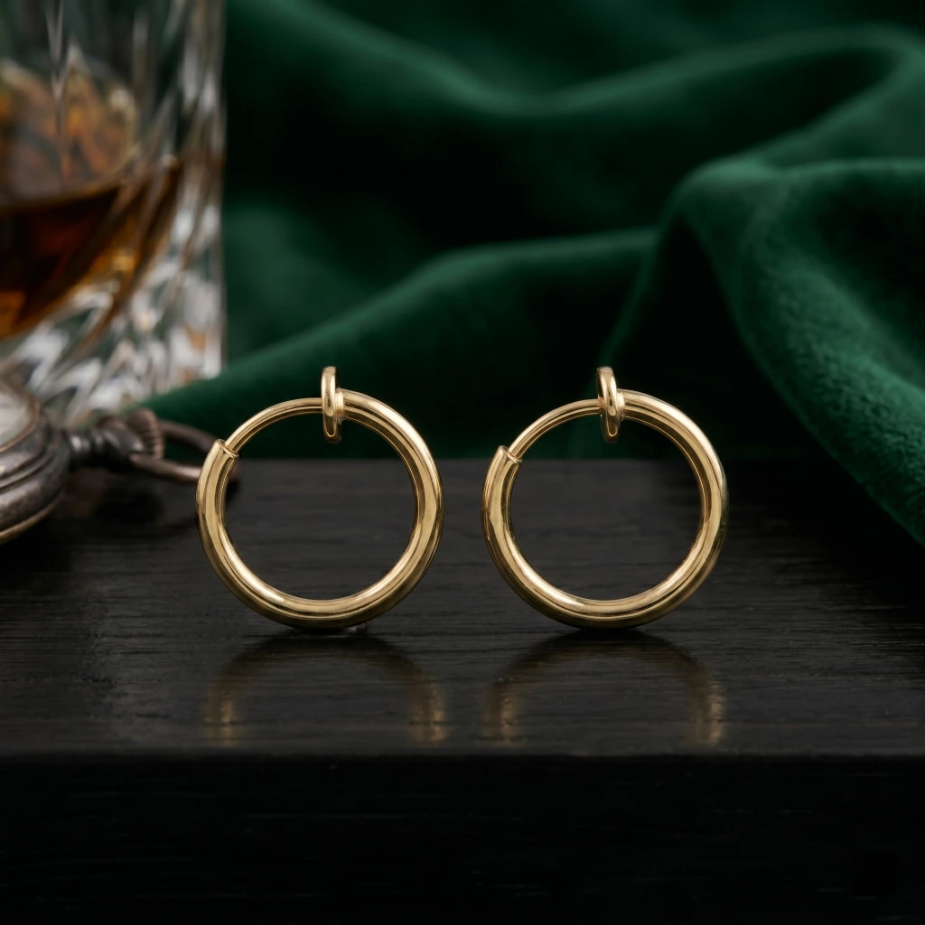 QDORA Gold Stainless Steel Non Pierced Hoop Earrings