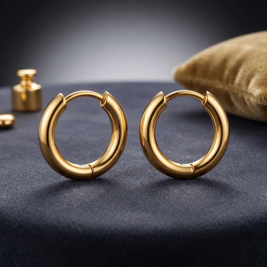 QDORA Gold Stainless Steel Pierced Hoop Earrings