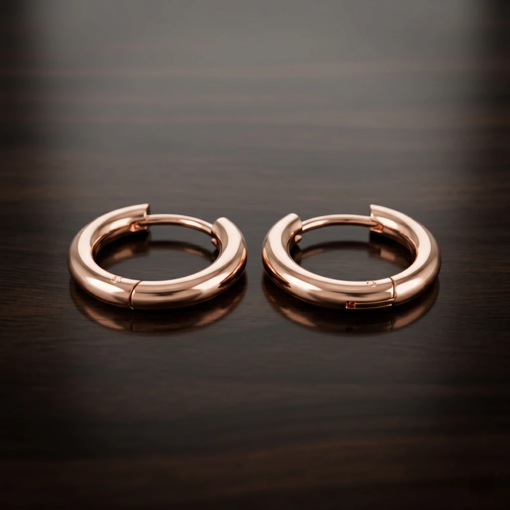 QDORA Rose Gold Stainless Steel Pierced Hoop Earrings