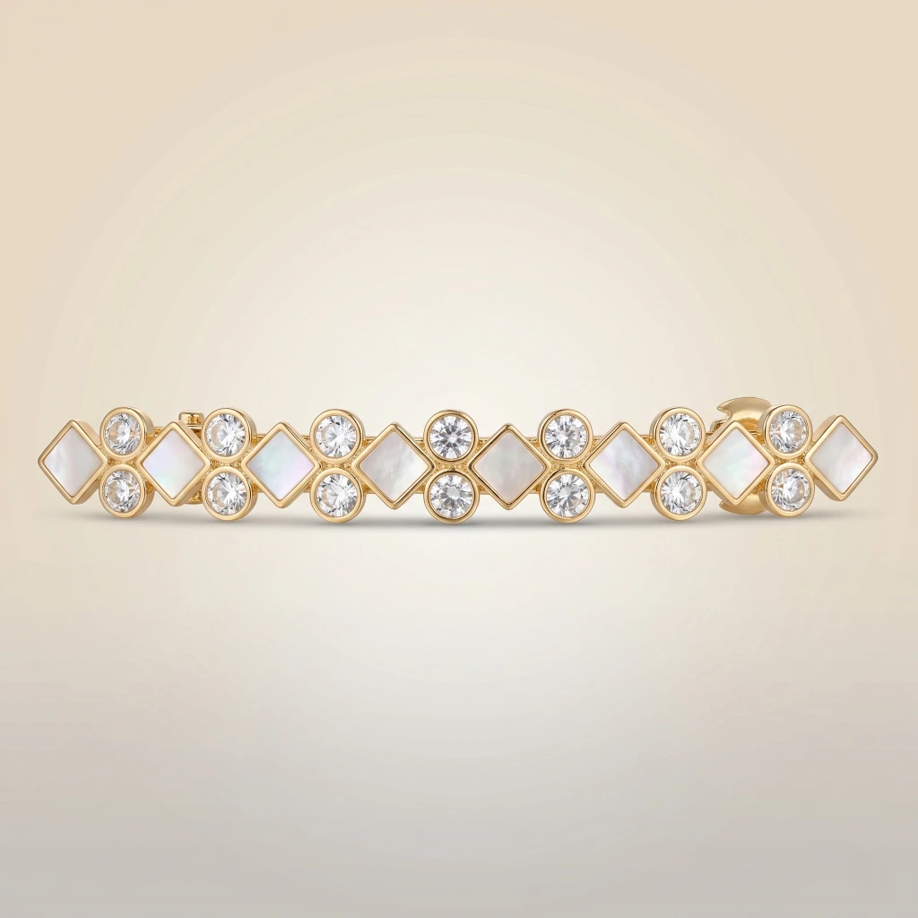 QDORA Gold Geometric Crystal French Barrette