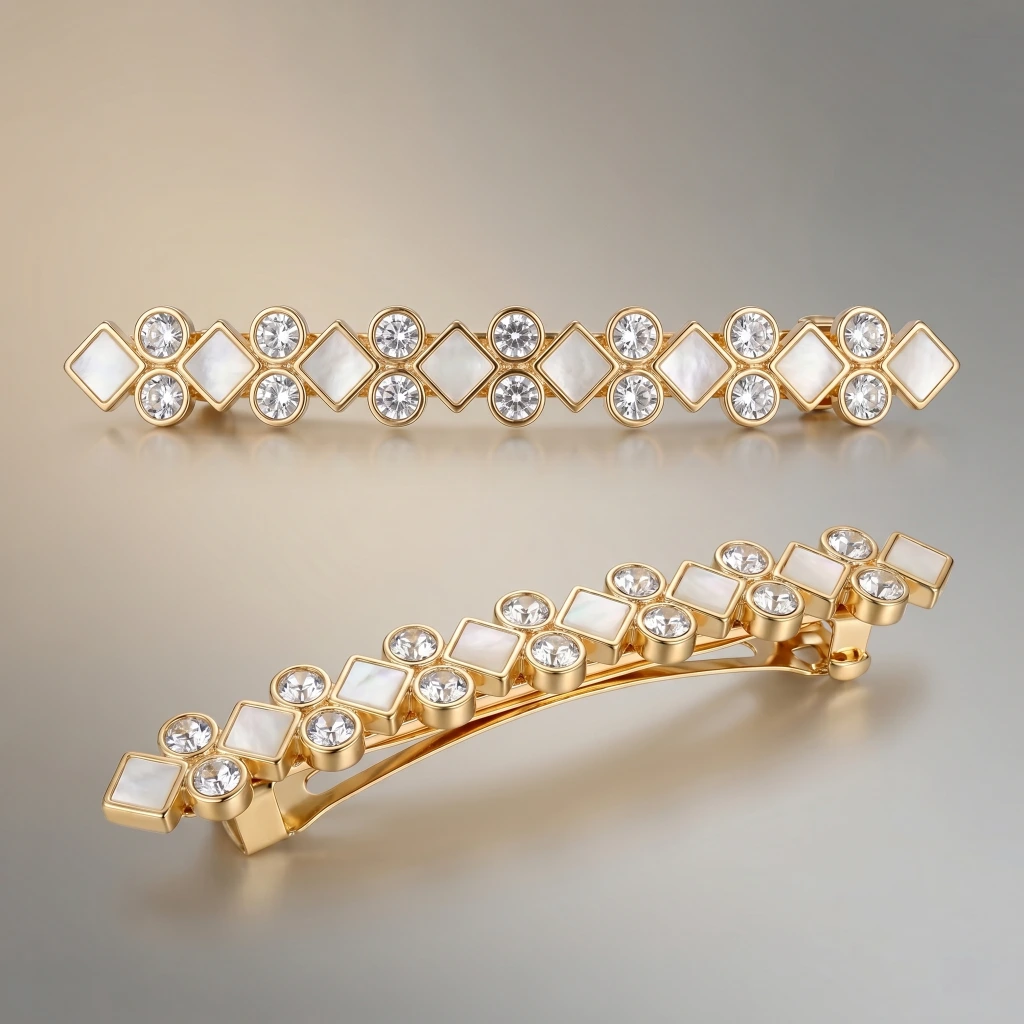 QDORA Gold Geometric Crystal French Barrette image 3