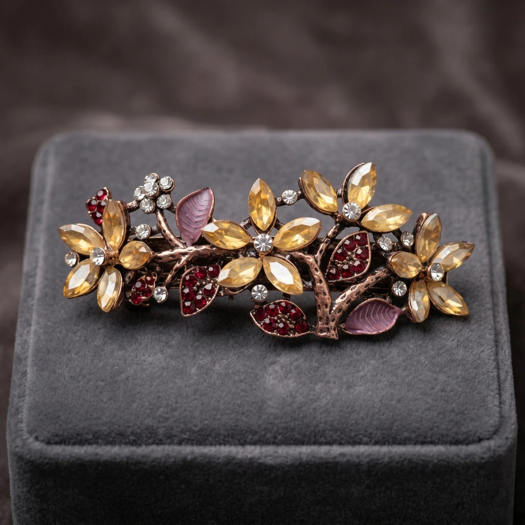 QDORA Bronze Antique Floral French Barrette