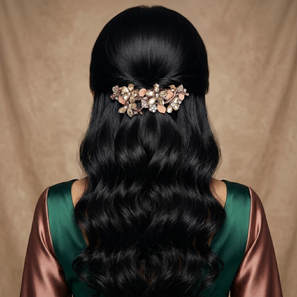 QDORA Rose Gold Antique Floral French Barrette image 2