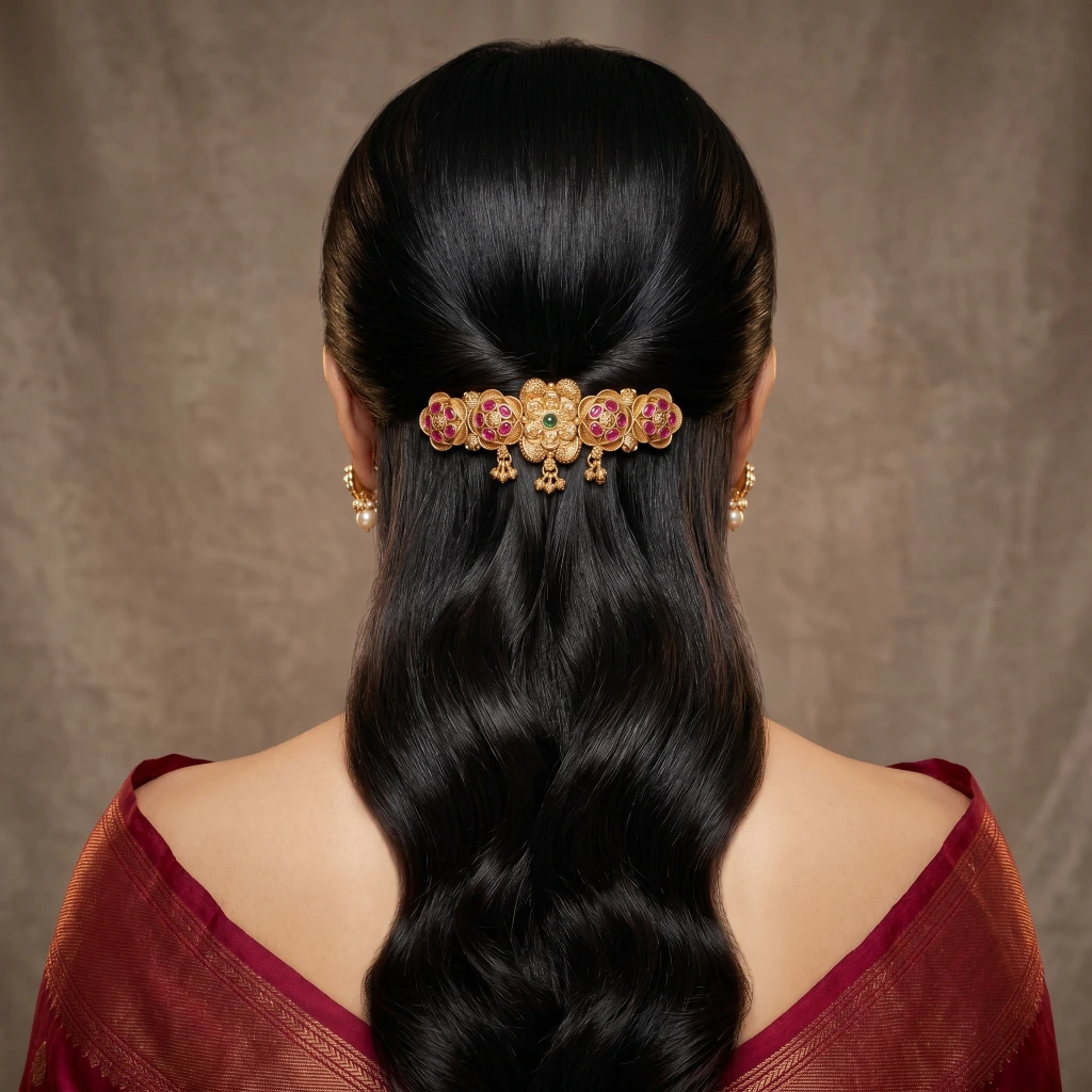 QDORA Gold Ruby Temple Work Barrette image 2