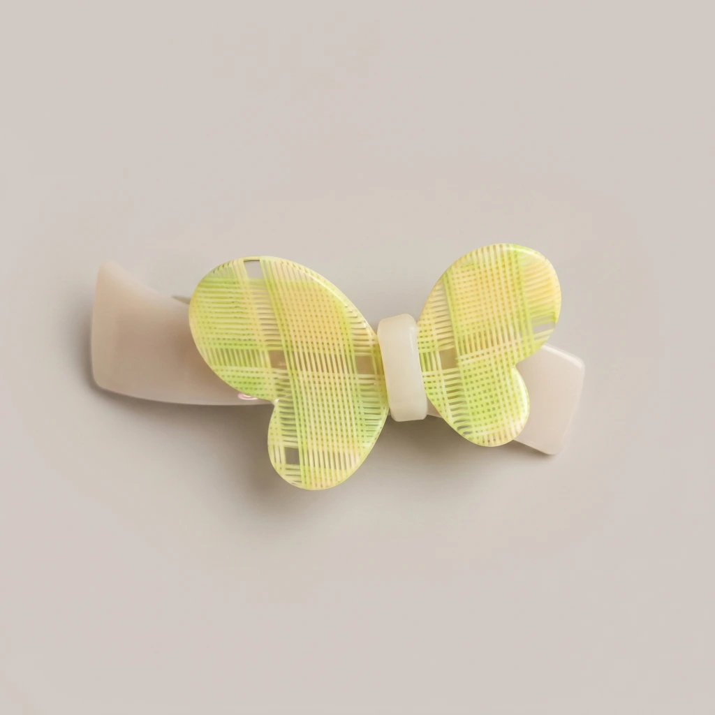 QDORA Green Checkered Butterfly French Barrette image 2