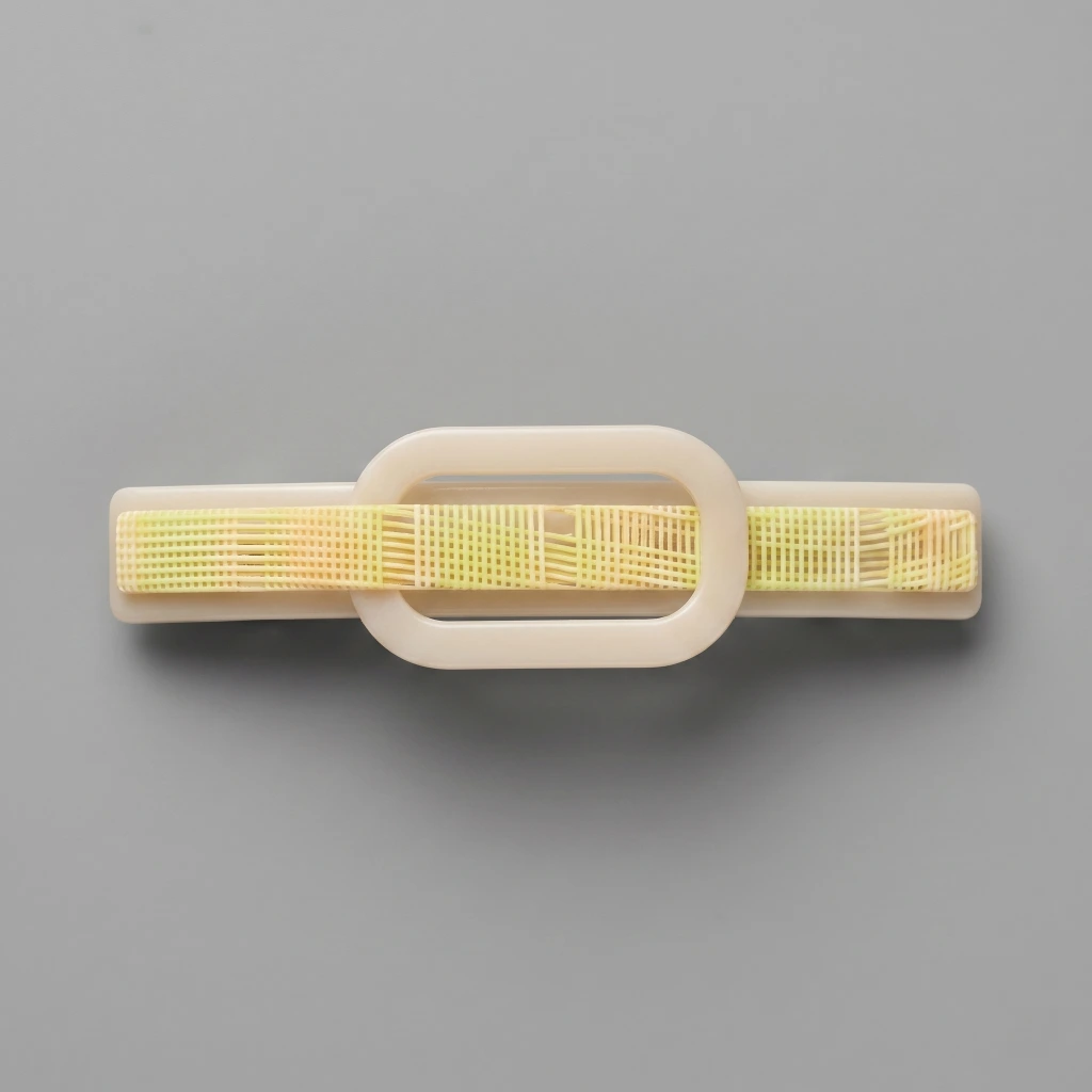 QDORA Green Checkered Oval French Barrette image 1