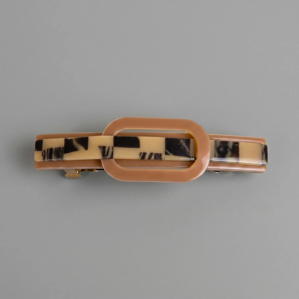 QDORA Brown Tortoise Oval French Barrette image 2