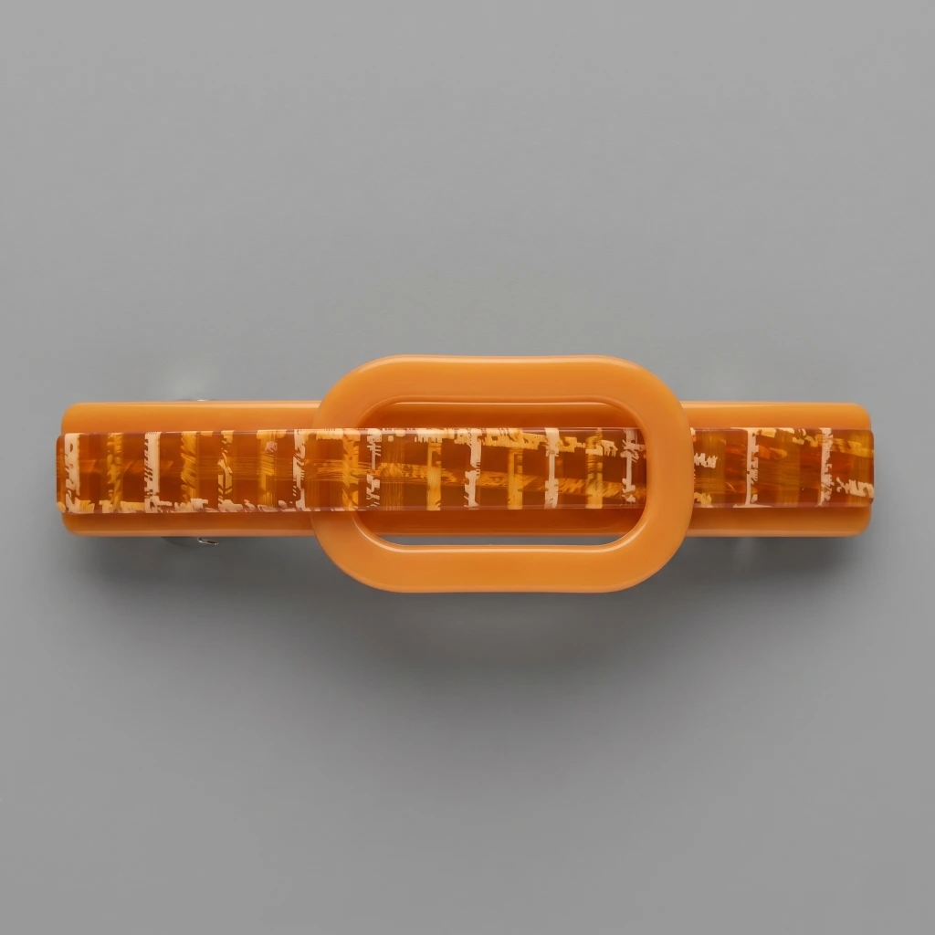 QDORA Amber Tortoise Oval Geometric Hair Barrette