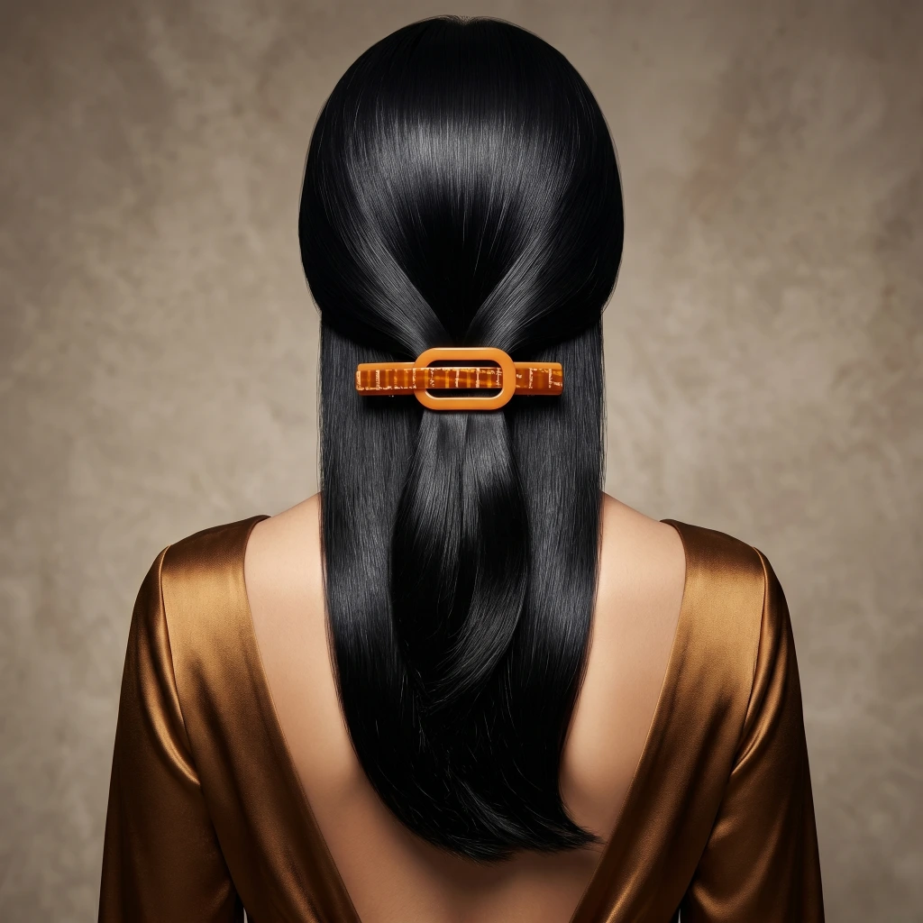 QDORA Amber Tortoise Oval Geometric Hair Barrette image 2