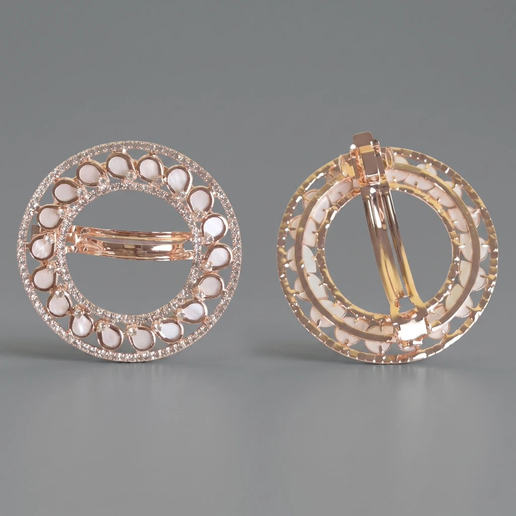 QDORA Rose Gold Crystal Round French Barrette image 3