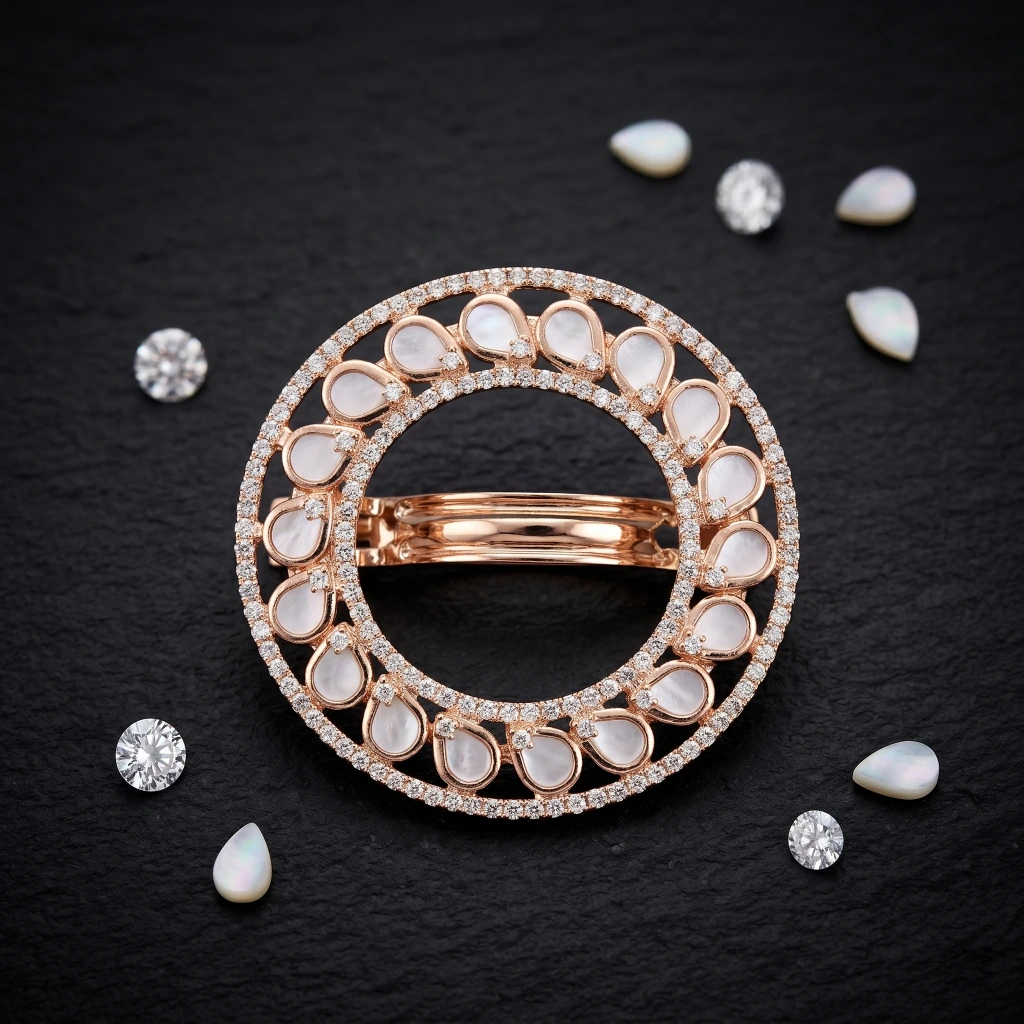 QDORA Rose Gold Crystal Round French Barrette image 2