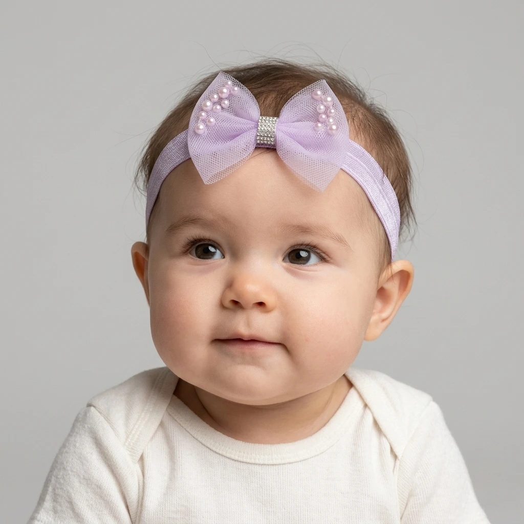 QDORA Purple Net Bow Elastic Hair Band image 3