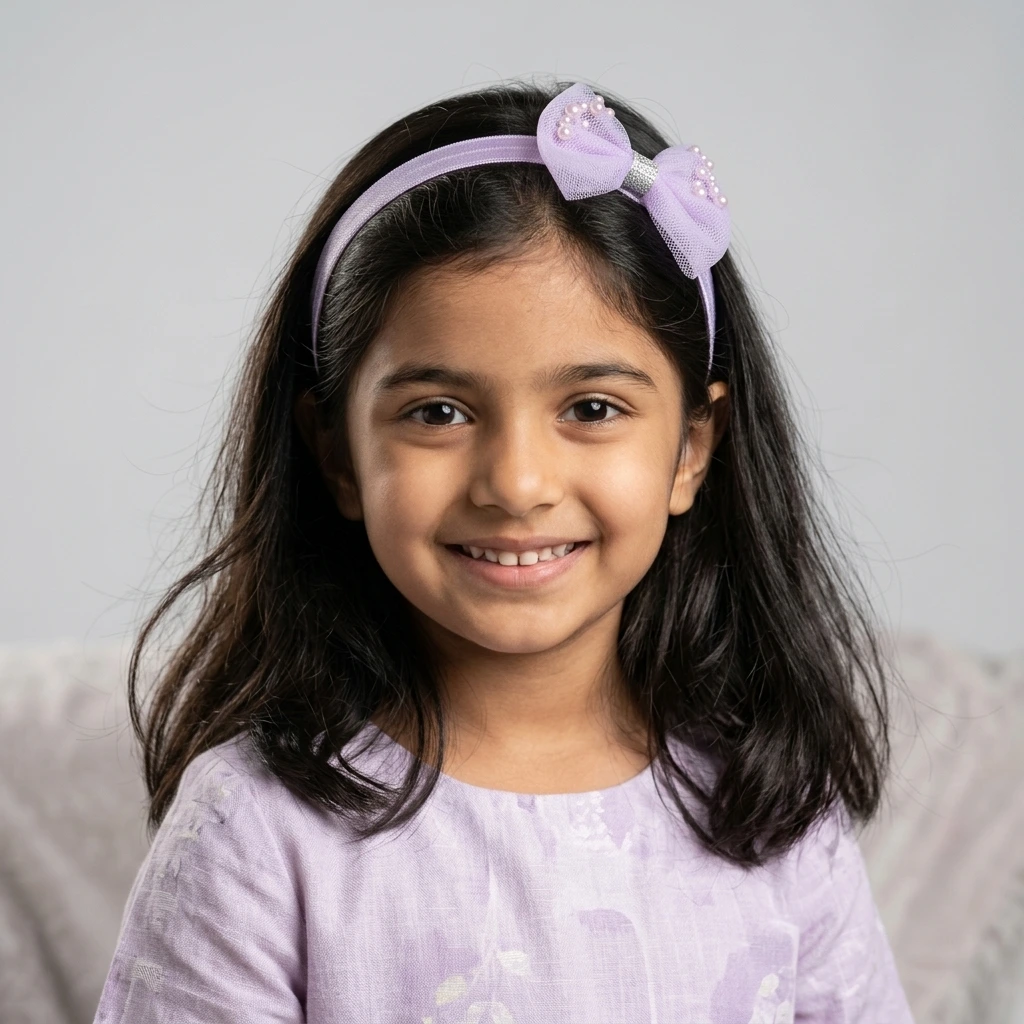 QDORA Purple Net Bow Elastic Hair Band image 1