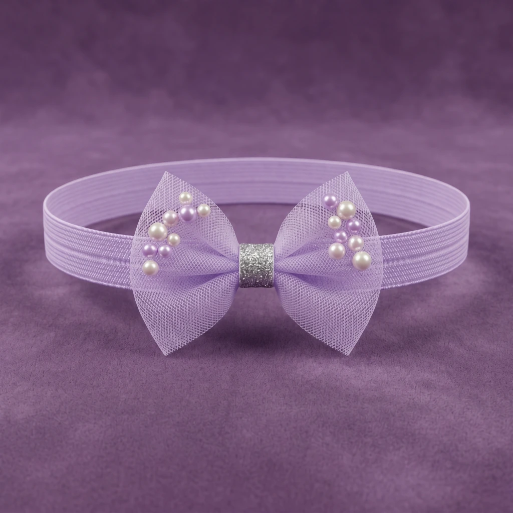 QDORA Purple Net Bow Elastic Hair Band image 2