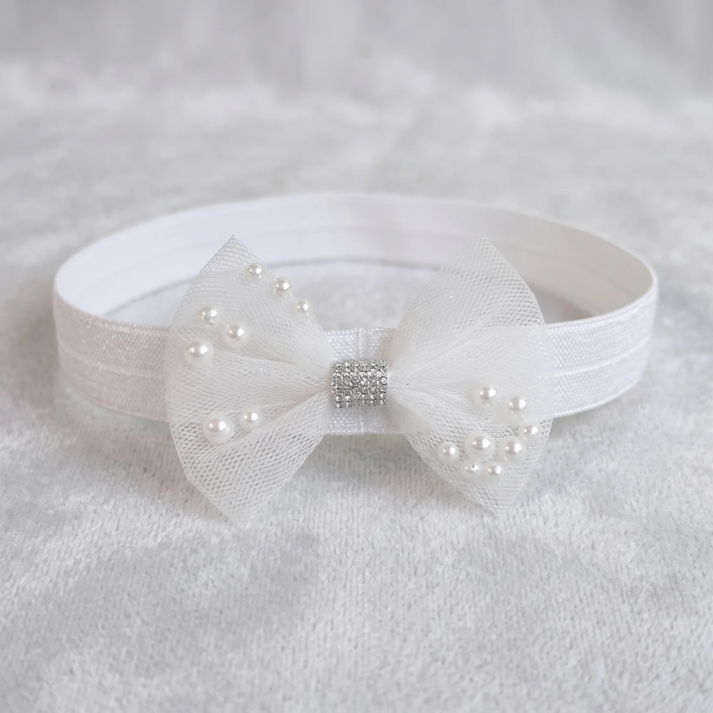 QDORA White Net Bow Elastic Hair Band image 2