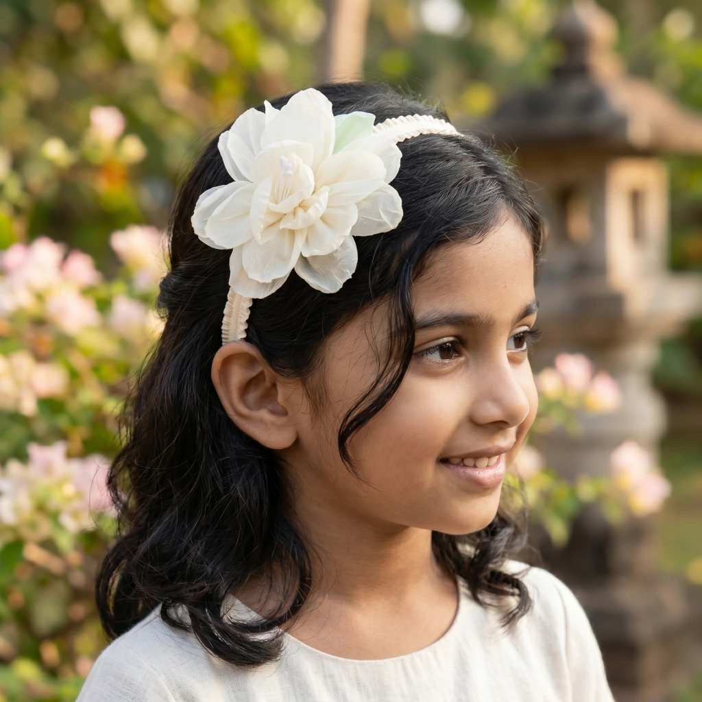 QDORA Cream Flower Elastic Headband