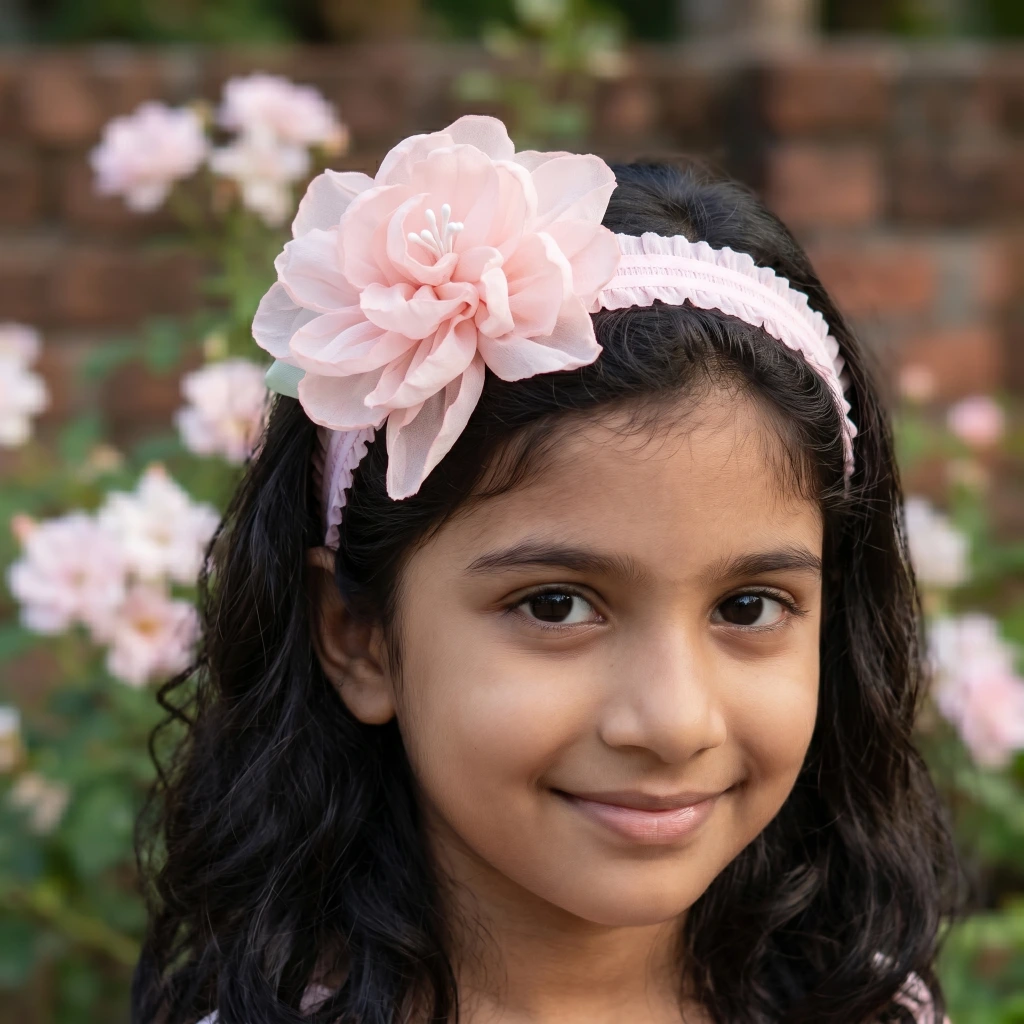 QDORA Pink Flower Elastic Headband image 2